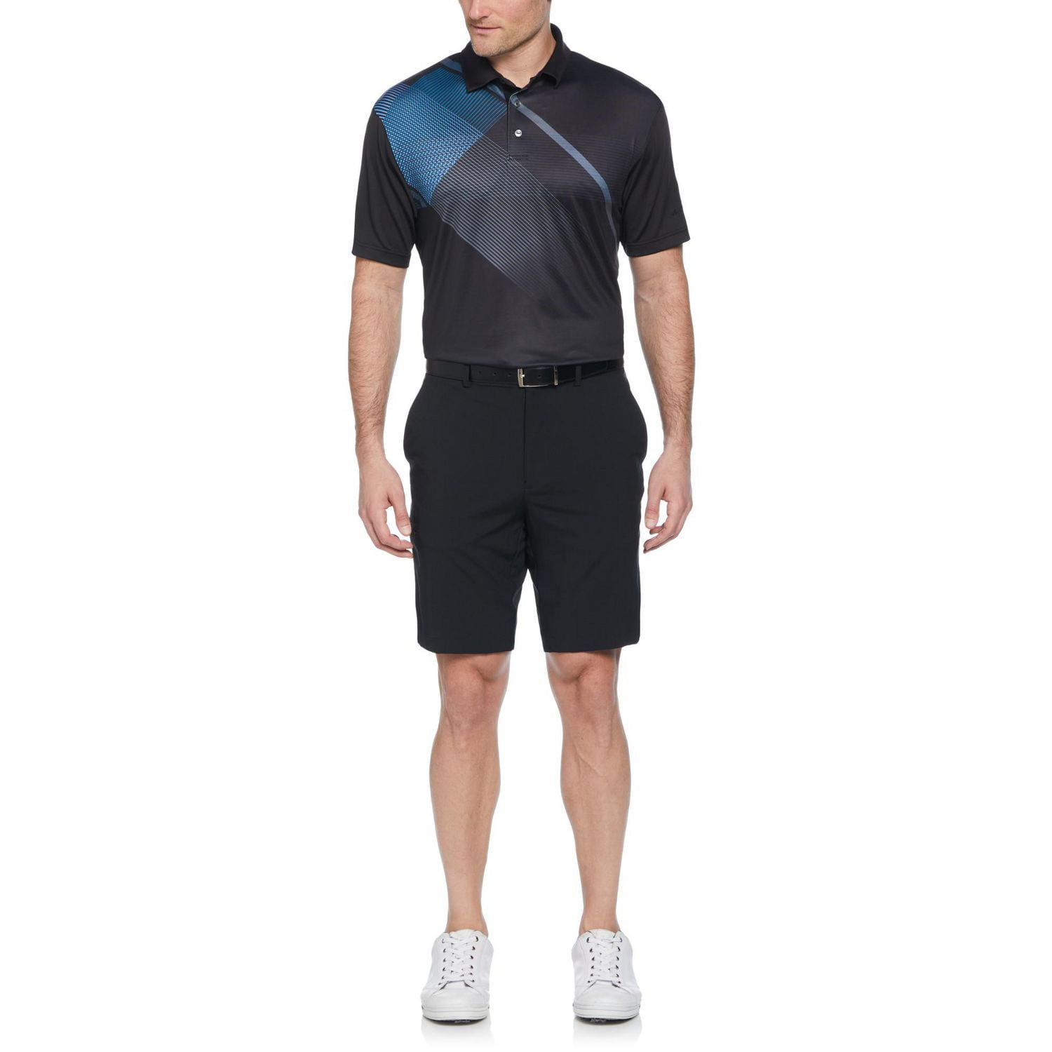 Ben Hogan Men’s Eco Asymmetric Geo Print Short Sleeve Golf Polo Shirt