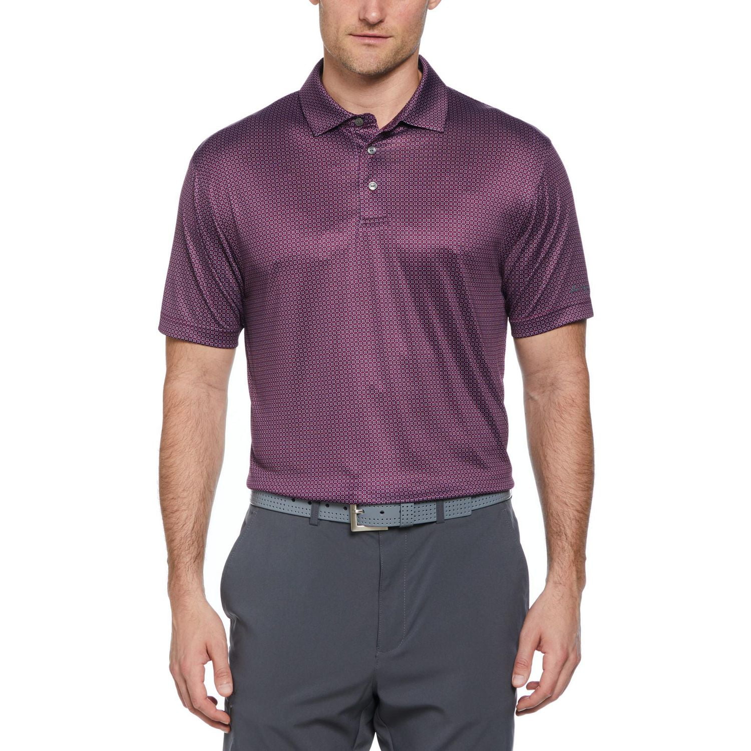 Ben Hogan Men's Micro Geo Print Short Sleeve Golf Polo Shirt