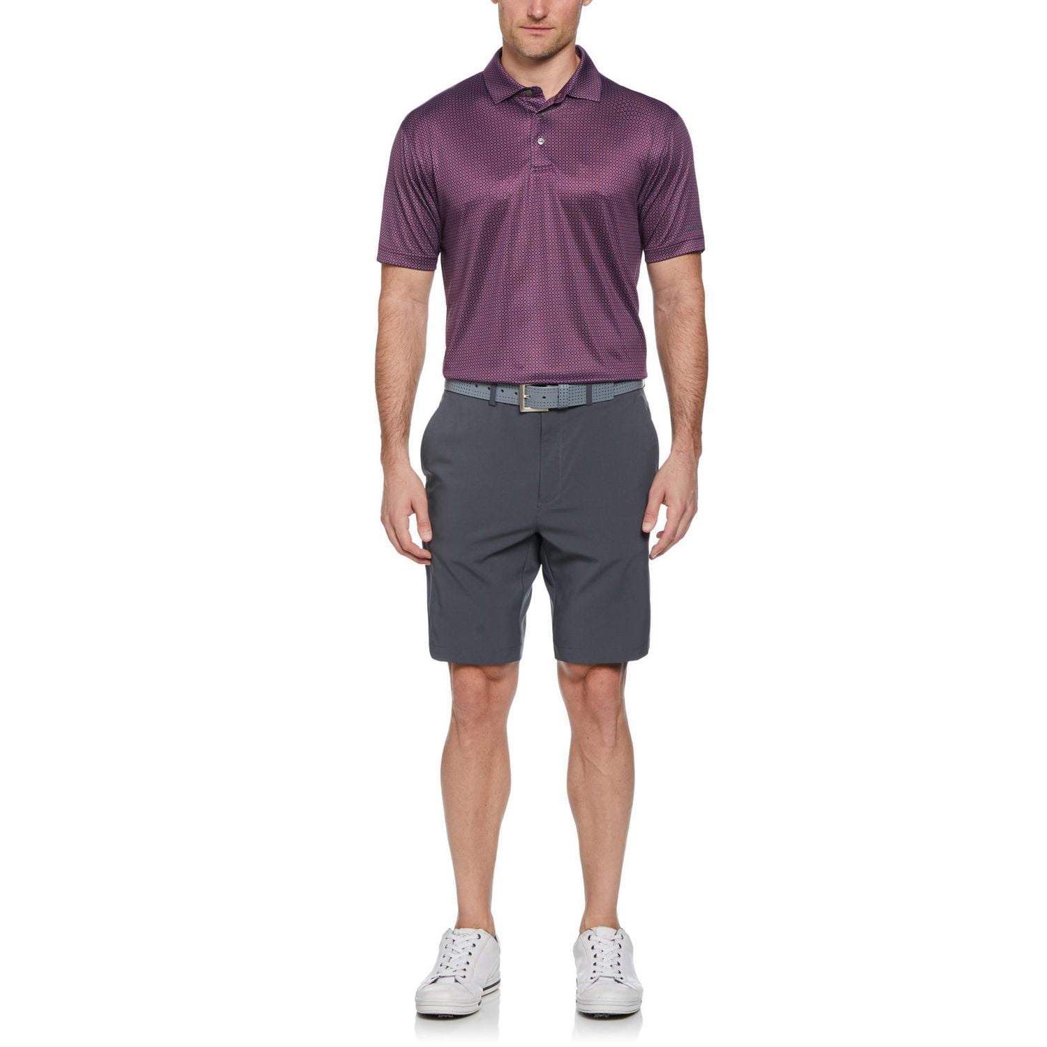 Ben Hogan Men's Micro Geo Print Short Sleeve Golf Polo Shirt