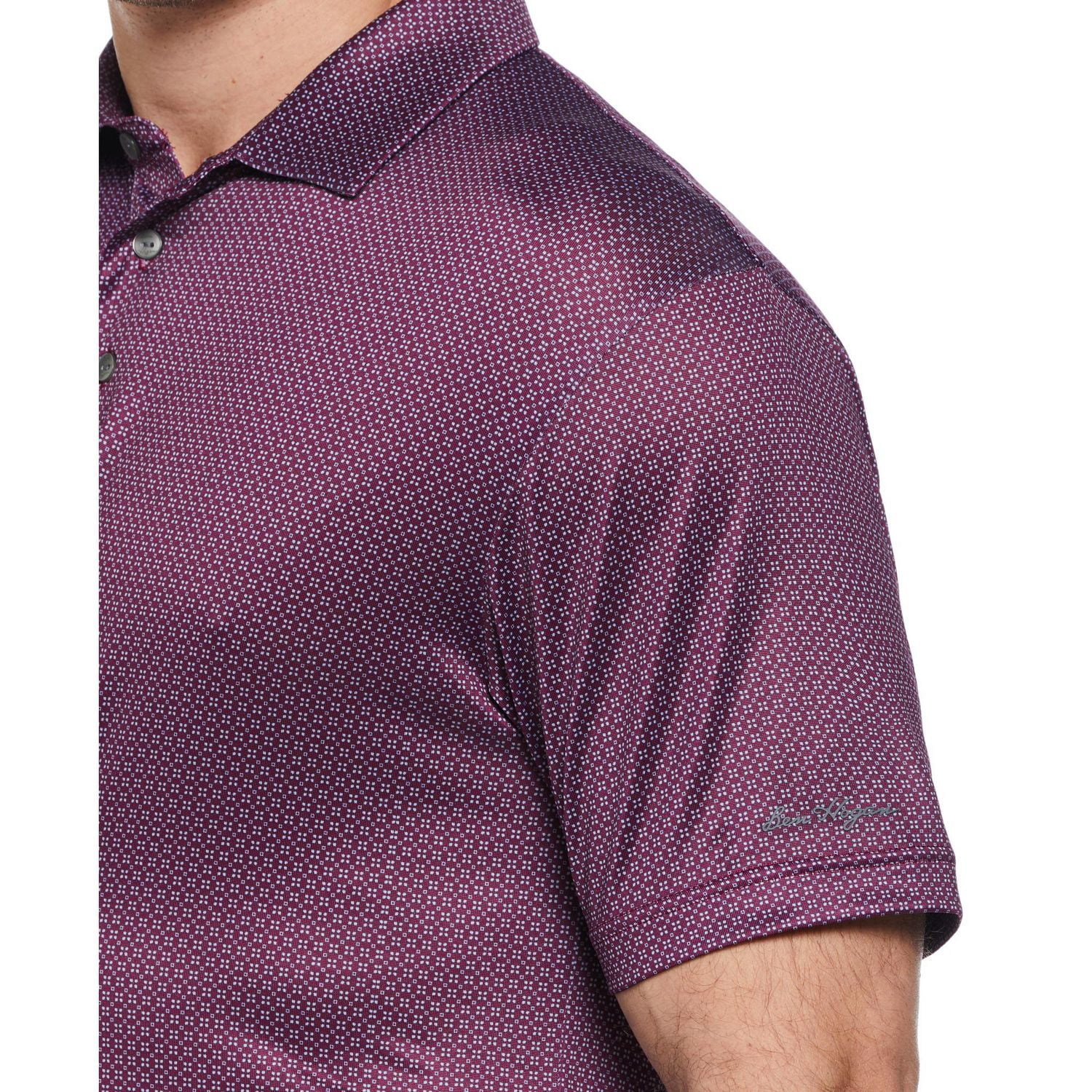 Ben Hogan Men's Micro Geo Print Short Sleeve Golf Polo Shirt