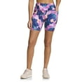 thumbnail image 1 of Reebok Women’s ‘Reflex’ High-Rise 7” Inseam Printed Biker Shorts with Pockets, 1 of 6