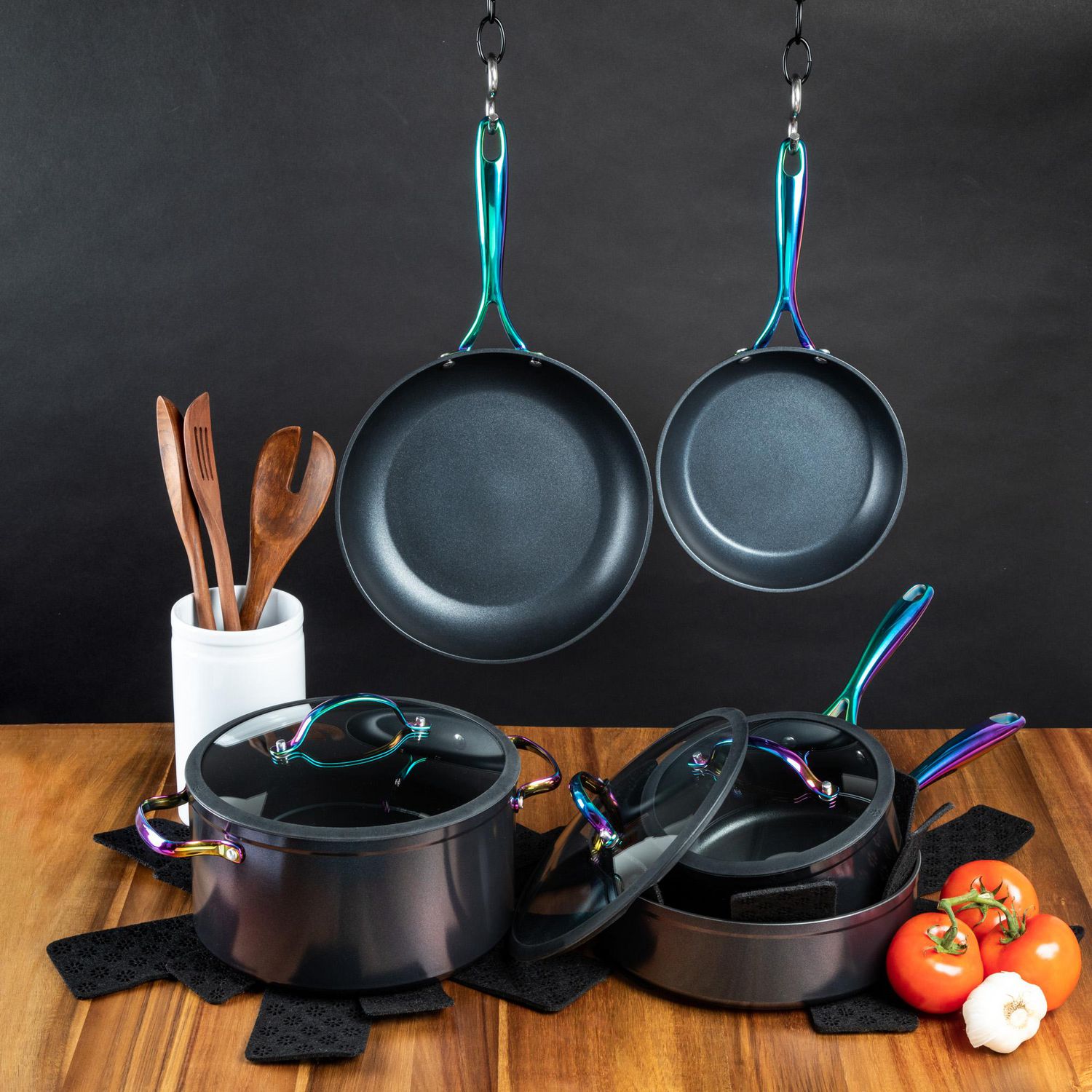 Thyme & Table Nonstick 12-Piece Cookware Set, Rainbow, Cookware