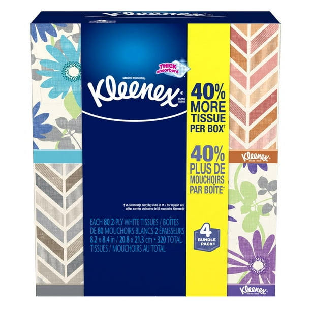 Mouchoirs Kleenex®, boîte décor, 4x80 unités
