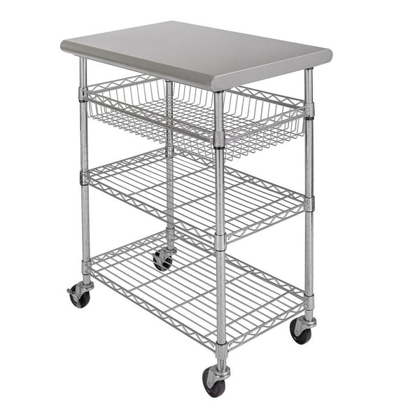 Seville Classics Stainless-Steel Kitchen Cart, 30" x 20" x 36"