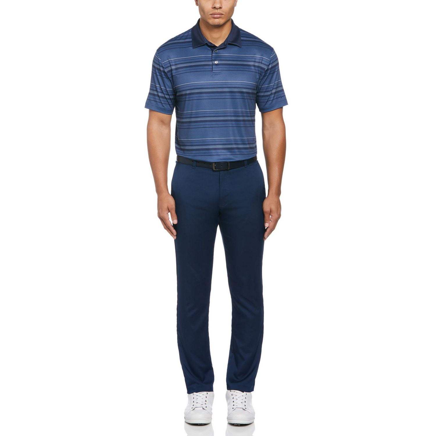 Ben Hogan Chemise de Golf Boutonnée à Manches Courtes et Rayures Tonales Pour Hommes