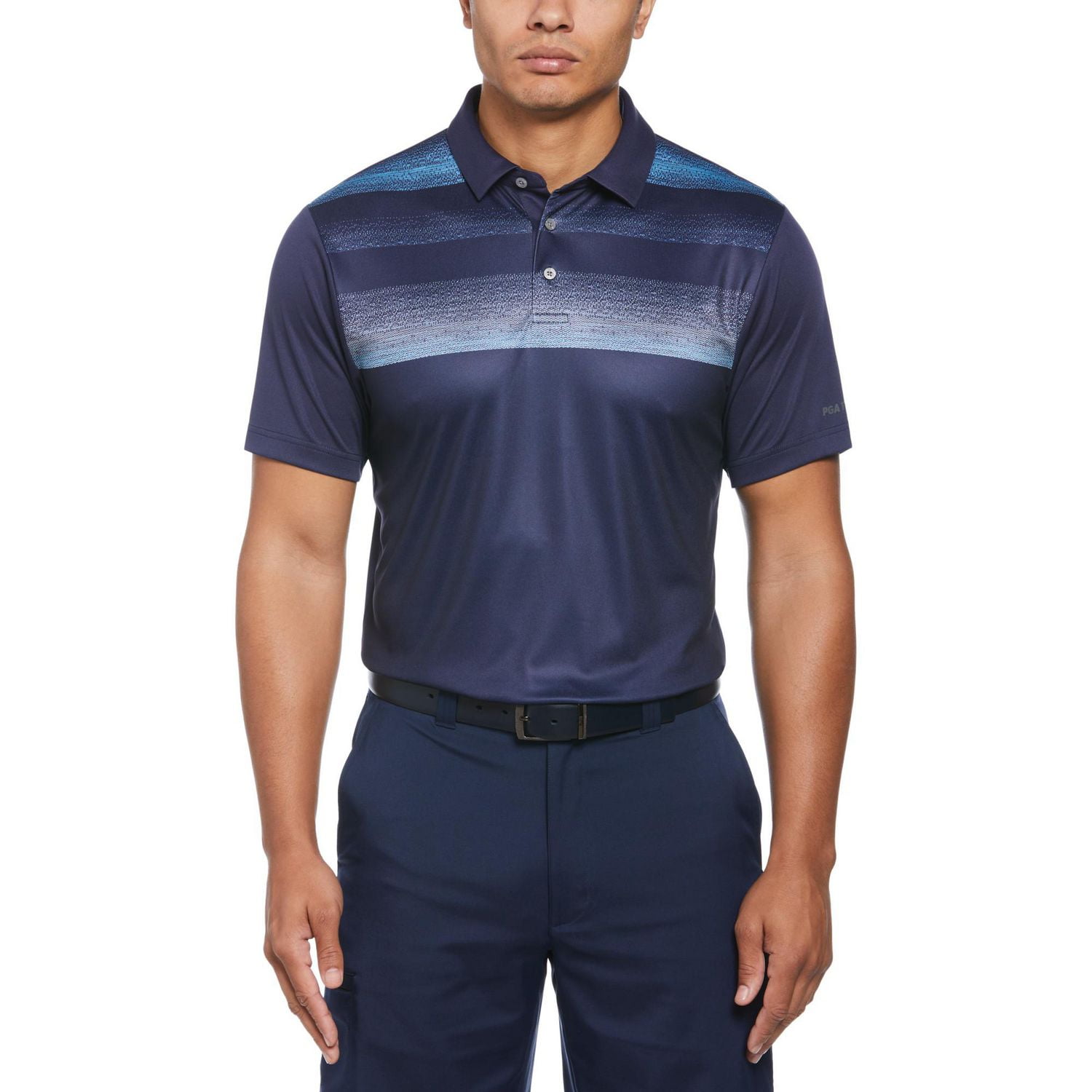 PGA TOUR Men's Short Sleeve Chest Print Golf Polo
