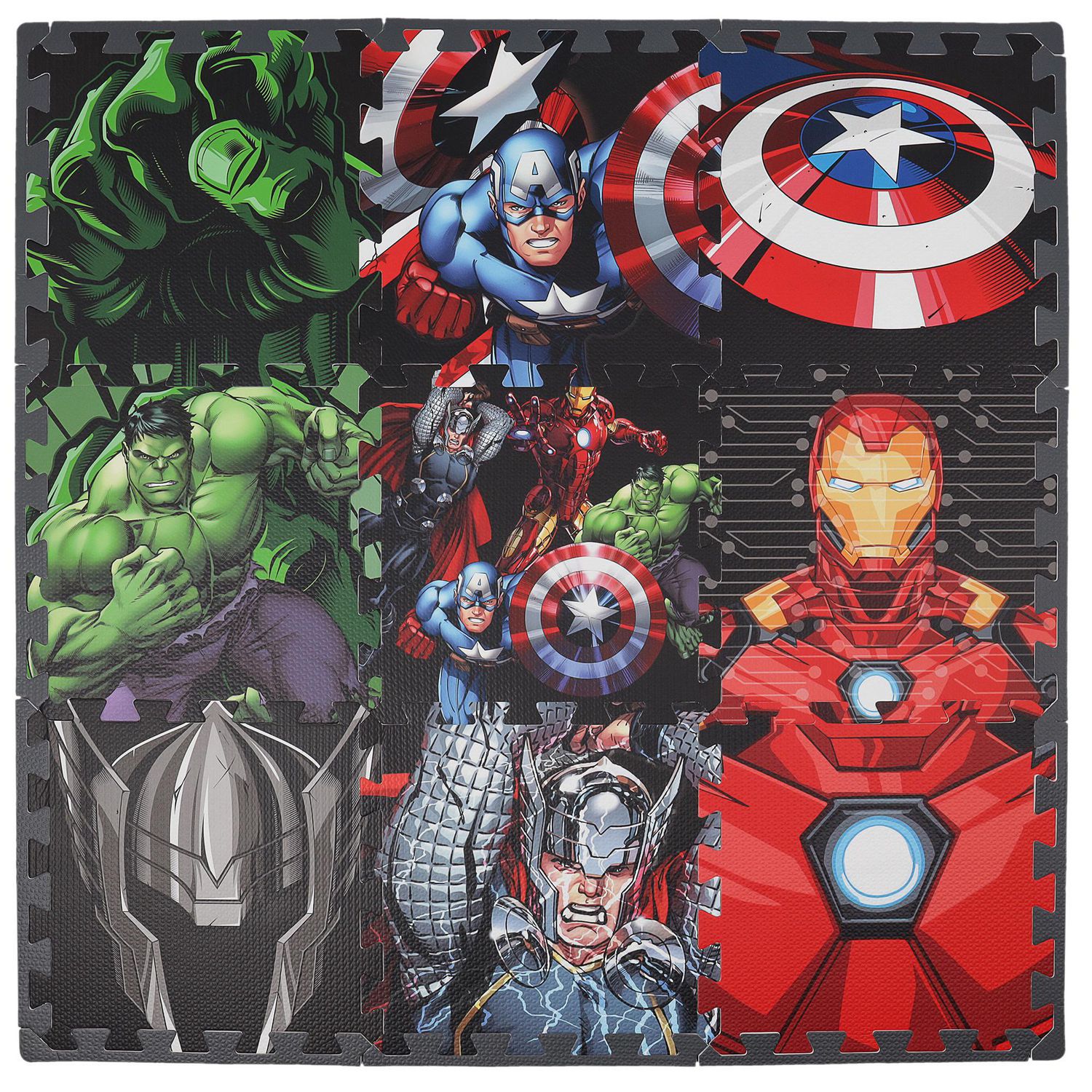 By Marvel Reversible Floor Mat Tiles Avengers 