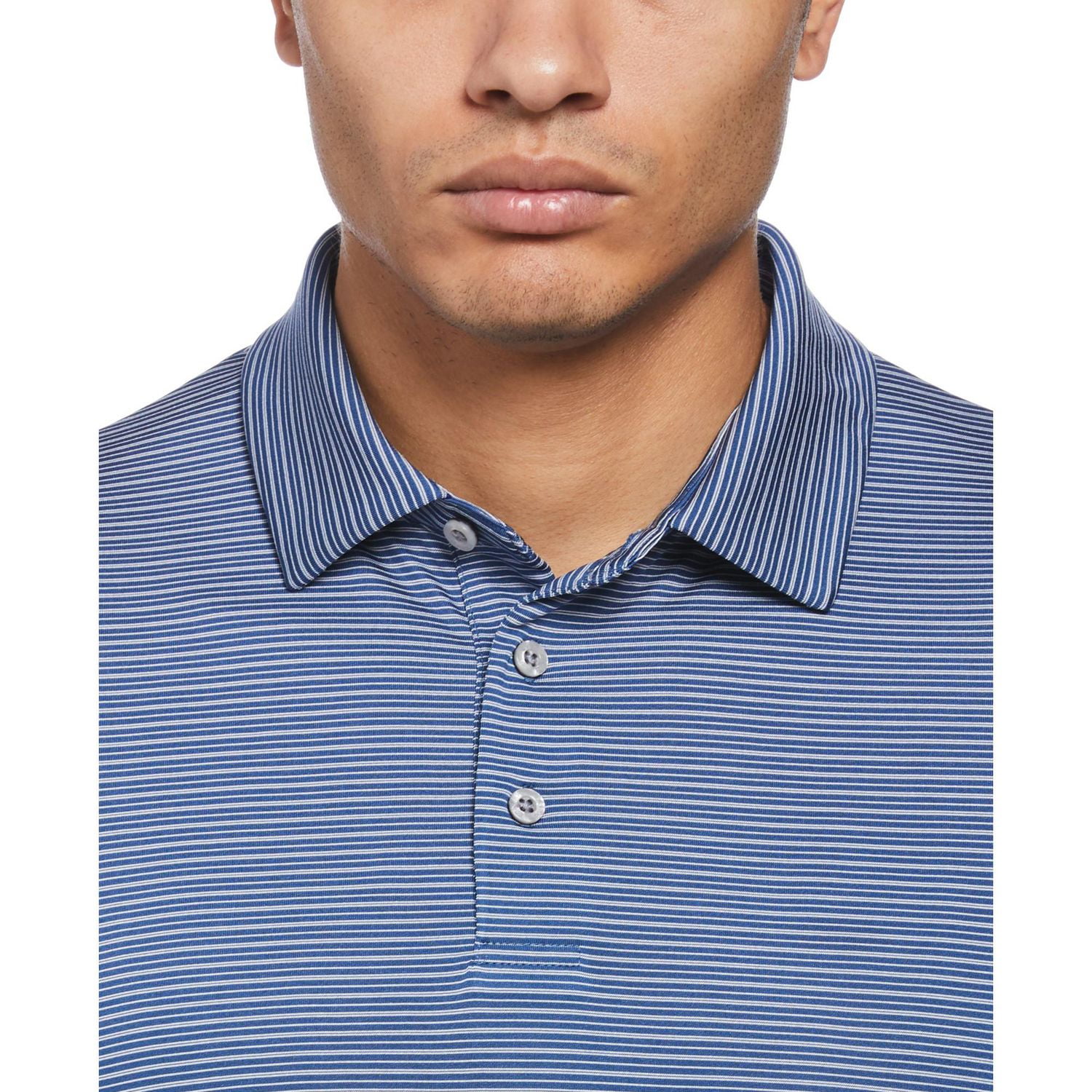 PGA TOUR Men's Short Sleeve Stripe Print Golf Polo Shirt