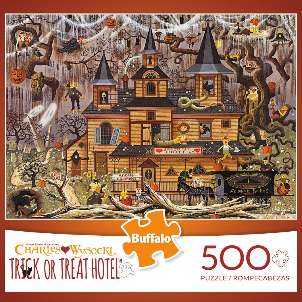 Buffalo Games Charles Wysocki Trick Or Treat Hotel 500 Piece Jigsaw