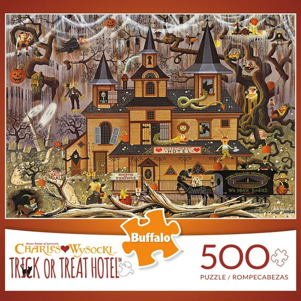 Buffalo Games Charles Wysocki Le puzzle Trick or Treat Hotel en 500 pièces