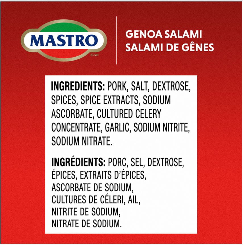 Mastro® Hot Genoa Salami, Sliced Dry-Cured, 100 g