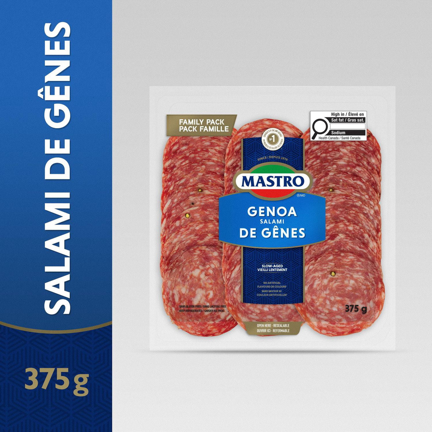 Mastro® Genoa Salami Mild, Sliced Dry-Cured, Family Pack, 375 g