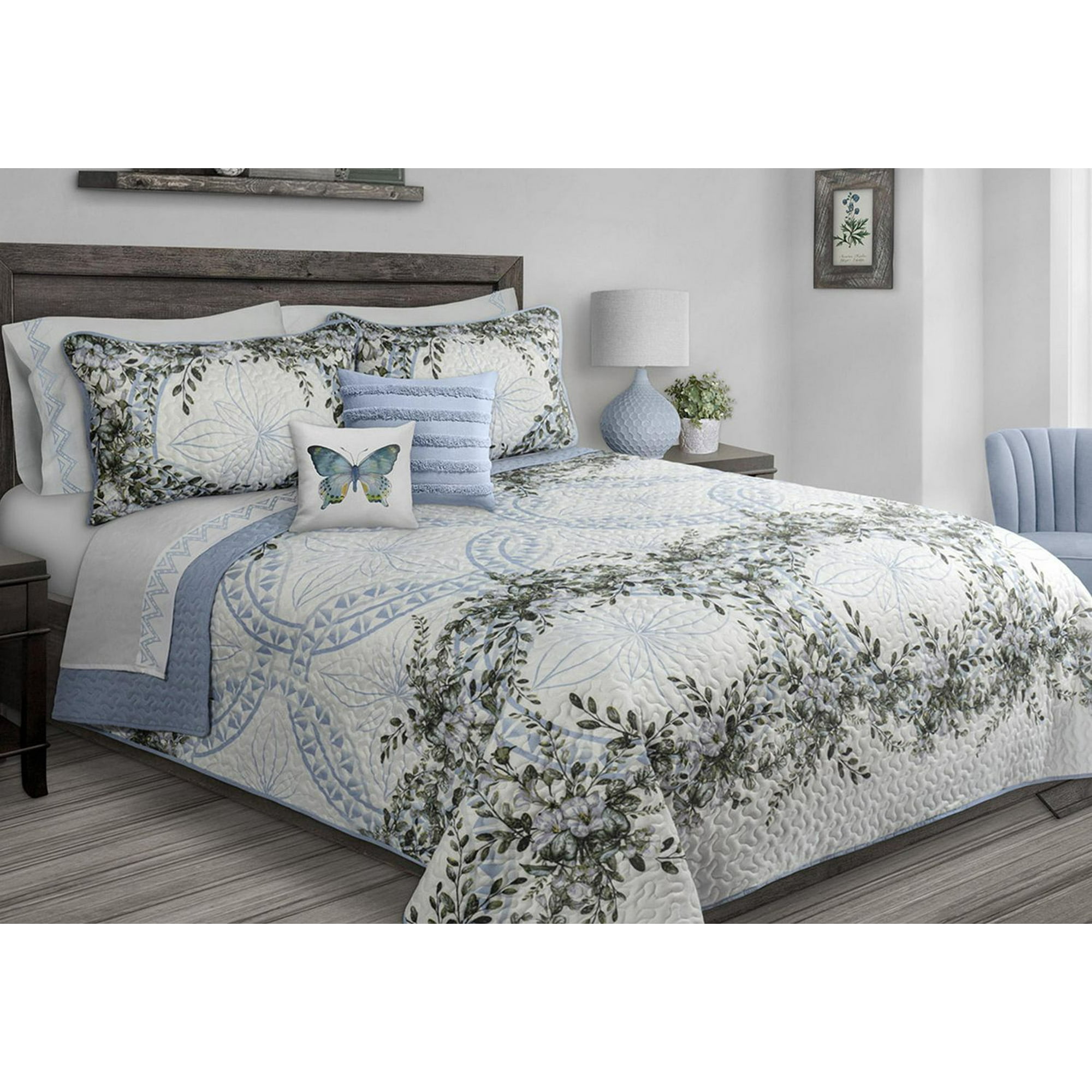 Everafter Dusty Blue Reversible Quilt Set