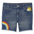 thumbnail image 1 of George Girls' Stretch Denim Short with Embroidered Rainbow, 1 of 2