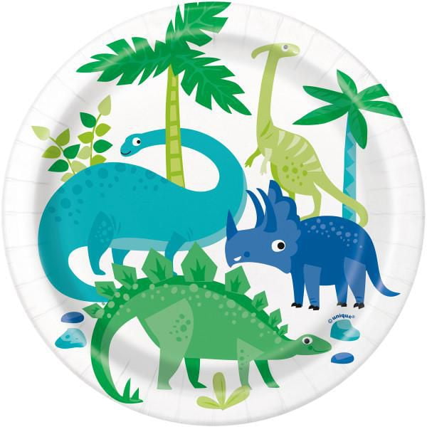 Blue & Green Dinosaur Round 7 Dessert Plates, 8ct 