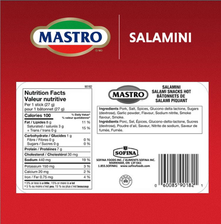 thumbnail image 5 of Mastro® Hot Salami, 375g, Dry-Cured Salami Sticks, Lactose & Gluten Free <br>375g, 5 of 5