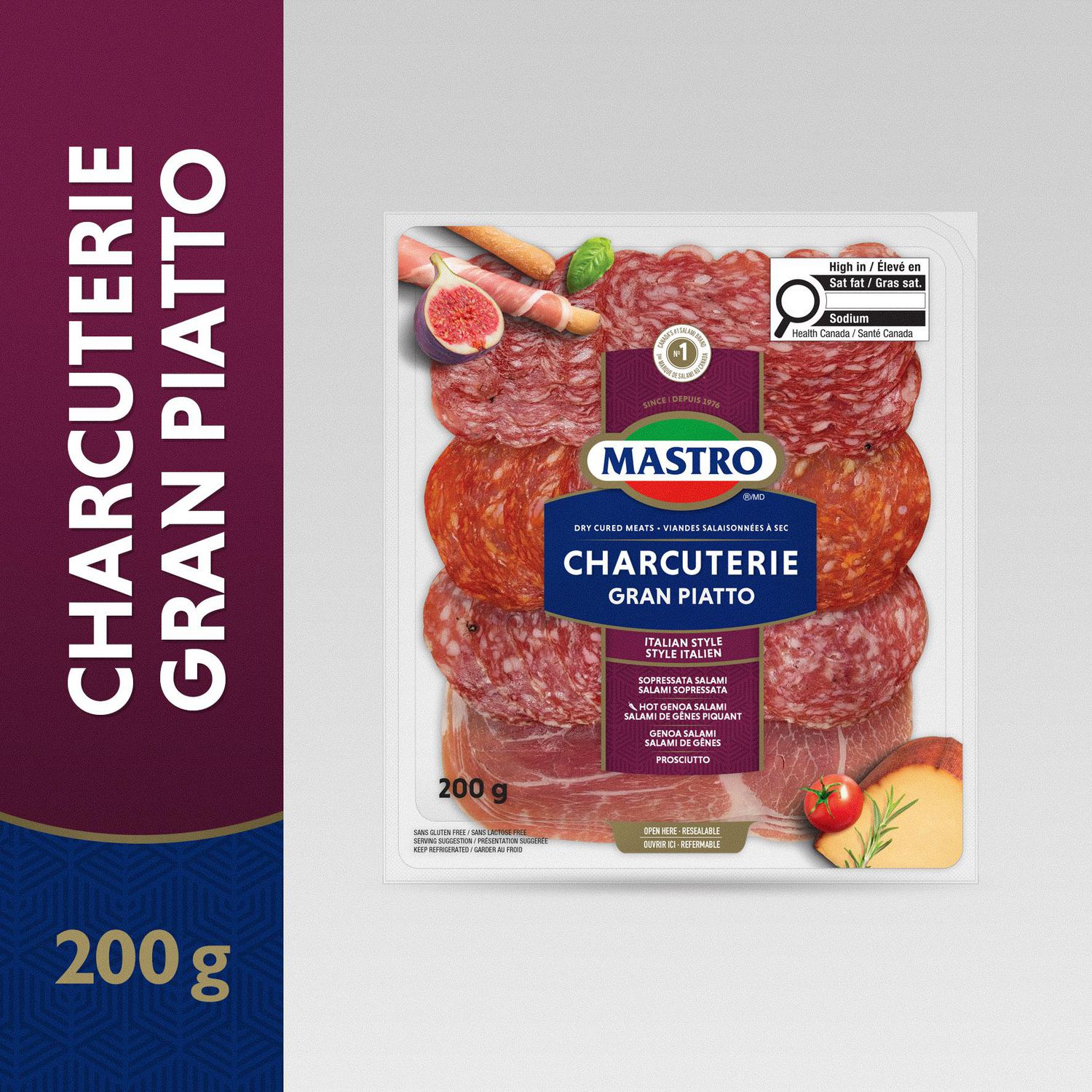 Charcuteries Gran Piatto Mastro, assortiment de charcuteries salaisonnées à sec, format familial 200g