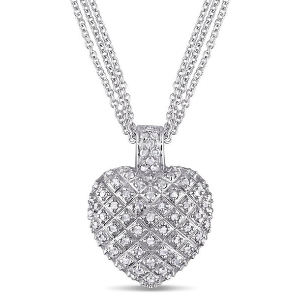 Miabella Collier avec diamant 1 ct en argent, 17 pouces en longueur