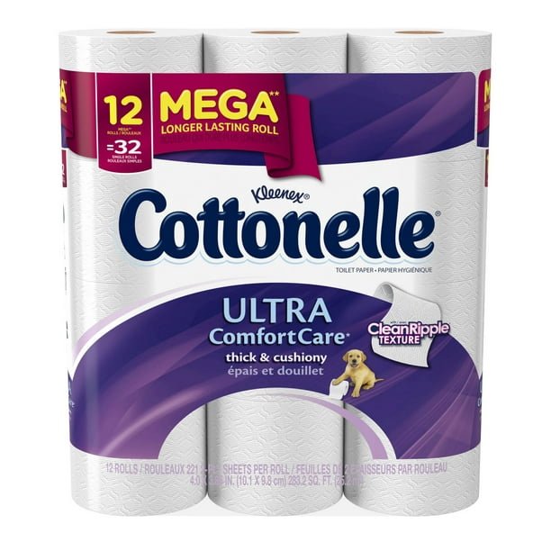 Papier hygiénique Cottonelle® Ultra Comfort Care*, méga rouleau, 12 rouleaux