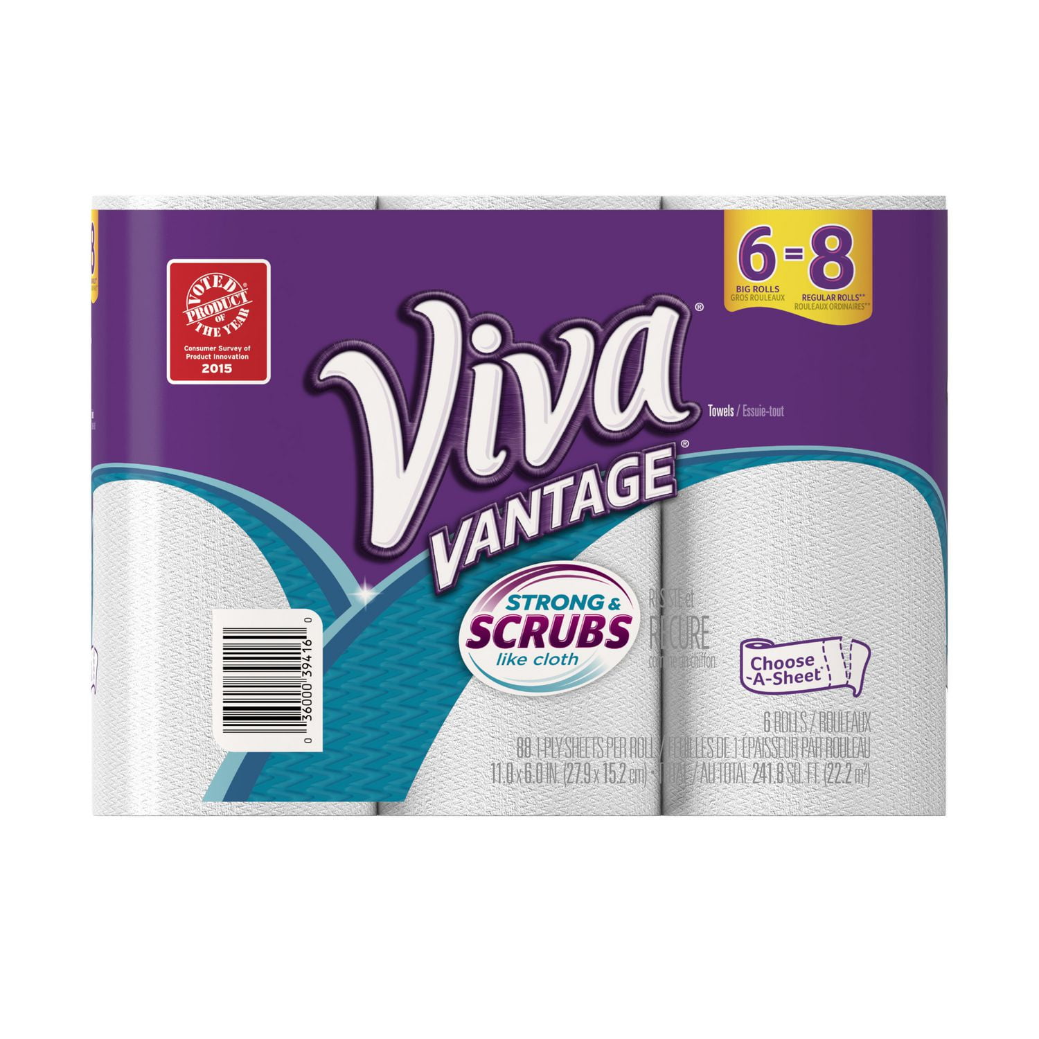 Viva® Vantage* Big Roll ChooseASheet* Towels, 6 Rolls Walmart Canada