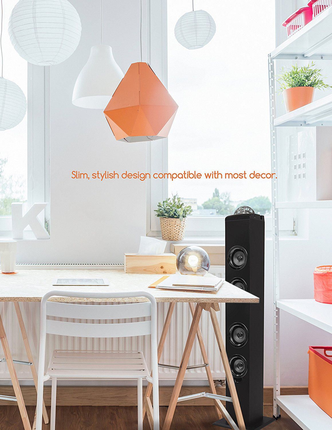 Polaroid wireless tower speaker hot sale with disco party lights