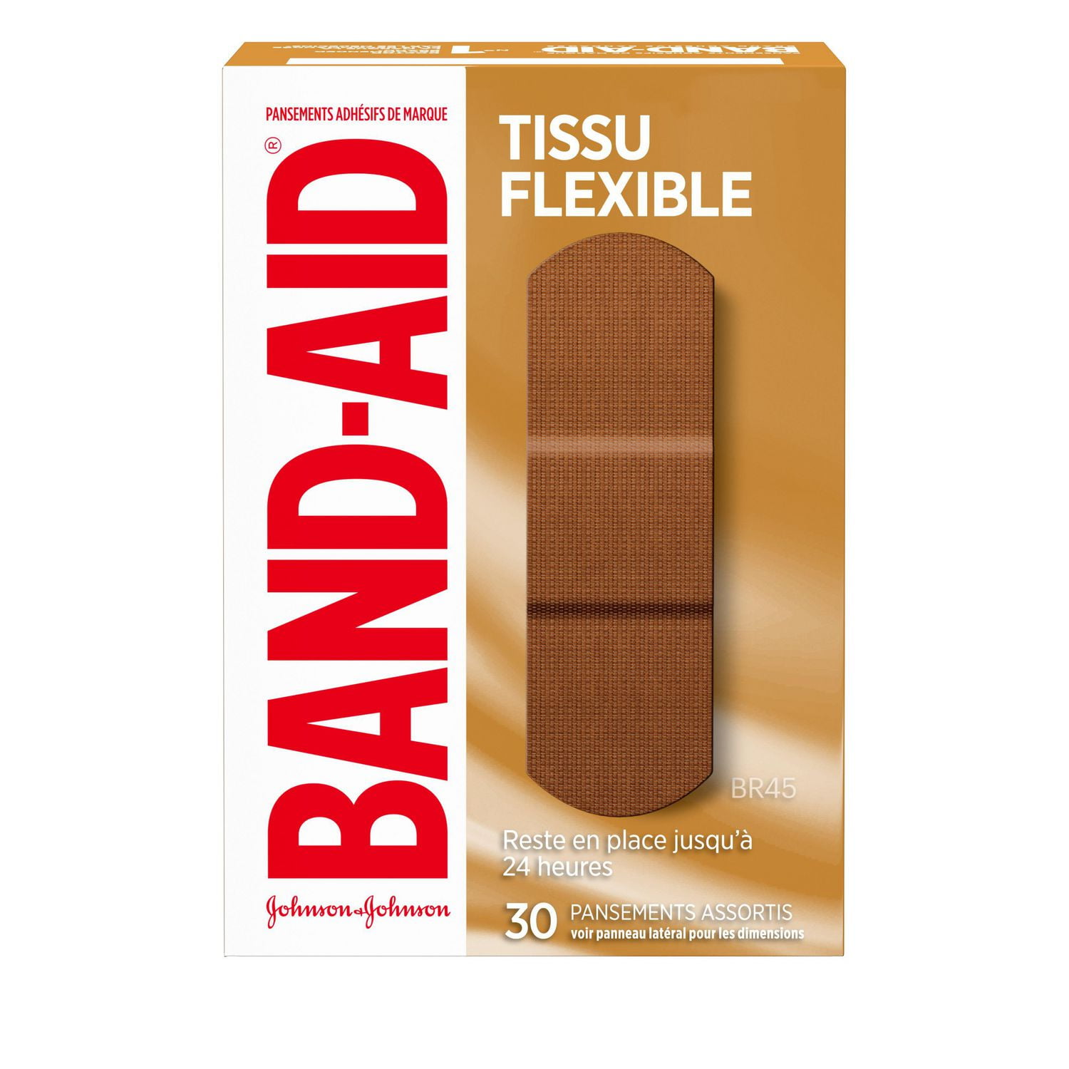 Band-Aid® Brand Flexible Fabric Adhesive Bandages, Light Brown Skin Tone  (BR45), Assorted Sizes, 30ct, 30 count 