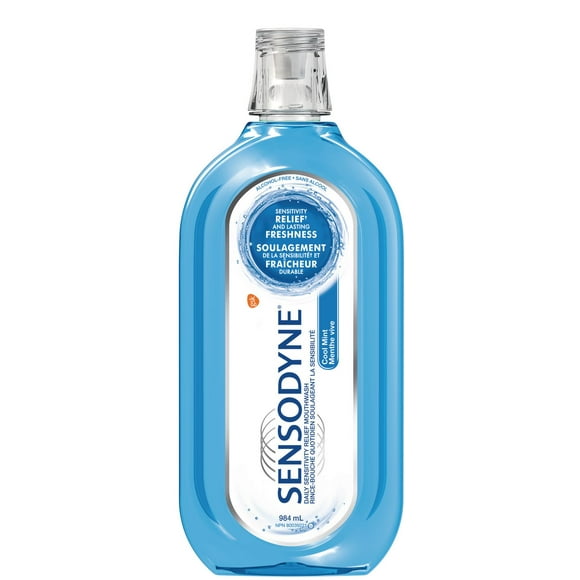 Sensodyne Cool Mint Mouthwash, Strengthens Sensitive Teeth and Protects from Cavaties, 984 mL, 984 mL, Cool Mint