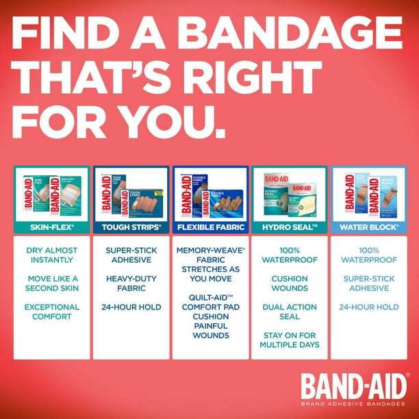  Band-Aid Brand Flexible Fabric Adhesive Bandages for Wound Care  & First Aid, Assorted Sizes, 100 ct (400 Count) : Health & Household