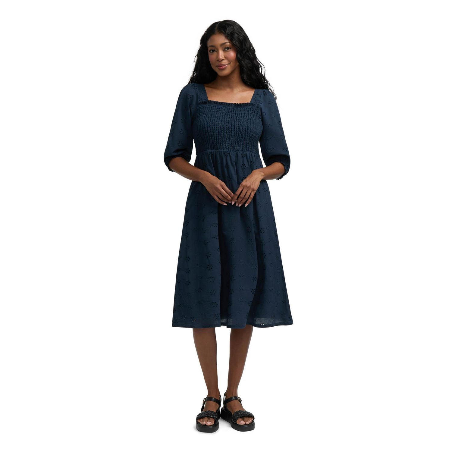 Mexx Women's Eyelet Tiered Dress with Puff Sleeves - Walmart.ca