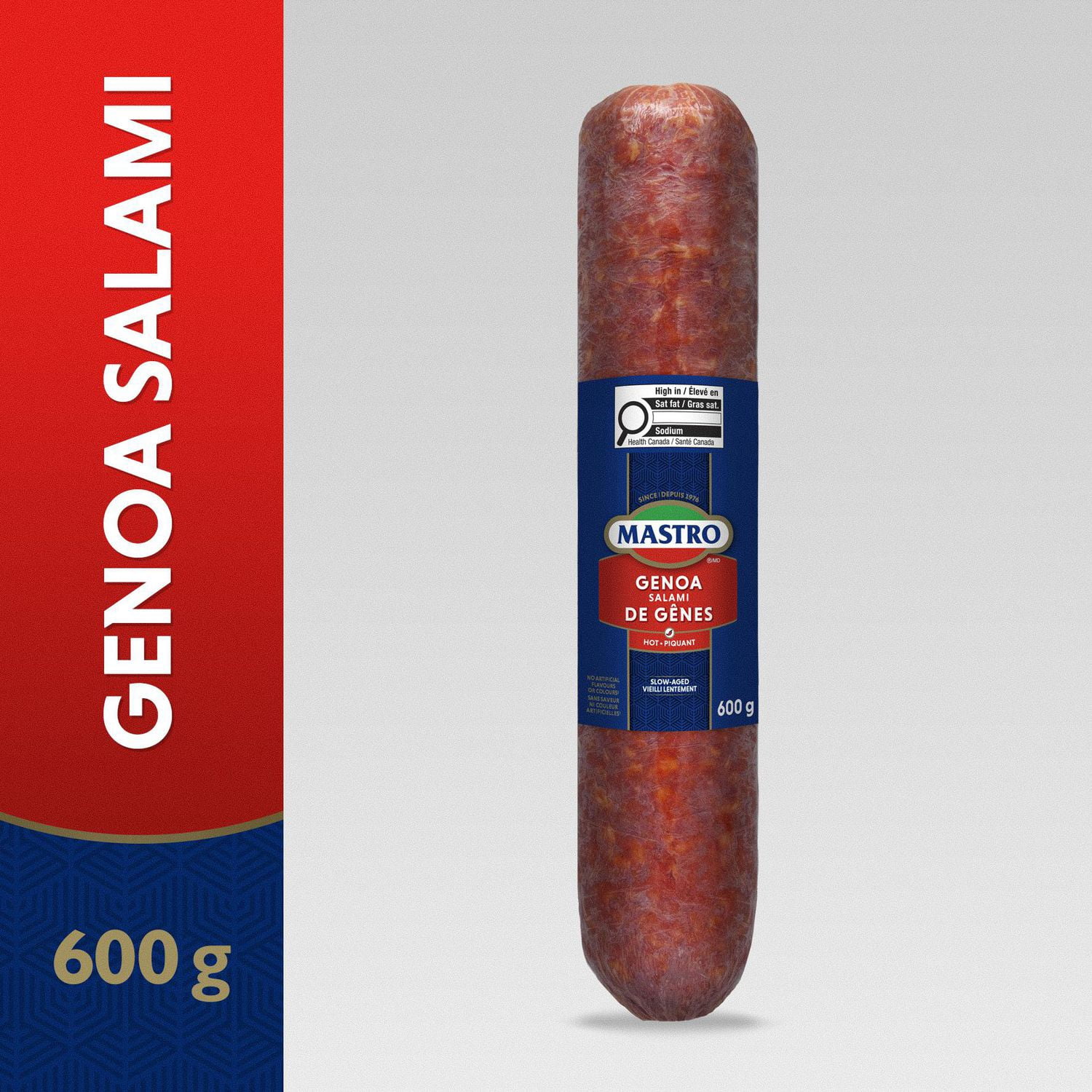Pièce de salami de Gênes piquant Mastro, salaisonné à sec 600g
