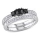 Ensemble nuptial Miadora avec 0.50 carat de diamant noir et blanc en argent sterling – image 1 sur 4