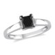Bague de fiançailles Miadora avec 1 carat de diamant noir solitaire de coupe princesse en or blanc 10k – image 1 sur 4