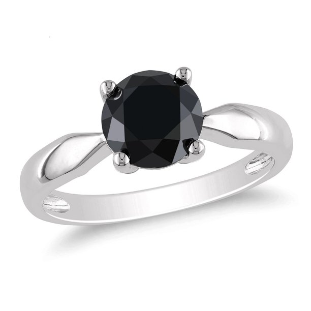 Bague de fiançailles Miadora avec 2 carat de diamant noir solitaire en or blanc 10k
