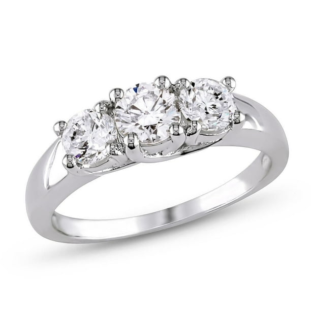 Bague de fiançailles Miadora avec 1 carat de diamant certifié en or blanc 14k