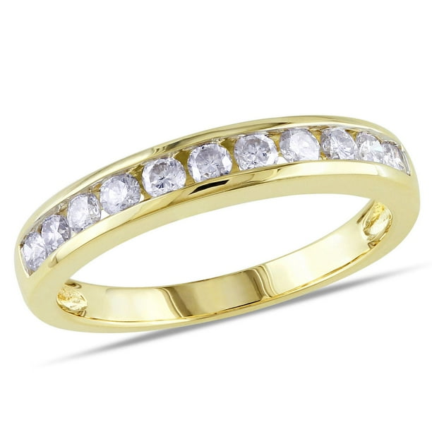 Bague anniversaire semi-éternité Miadora avec 0.50 carat de diamant en or jaune 10k