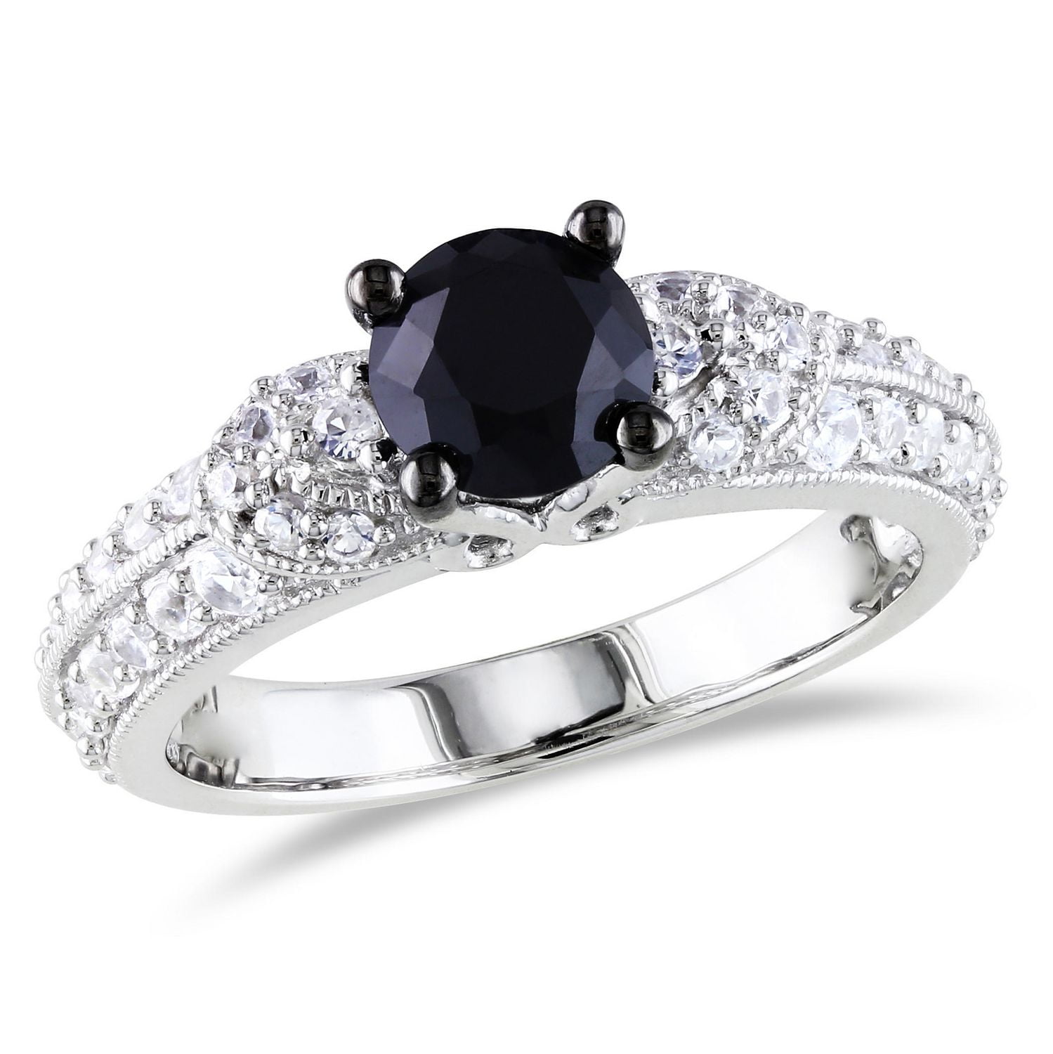 1.75 Carat T.G.W. Black Spinel And Created White Sapphire Sterling