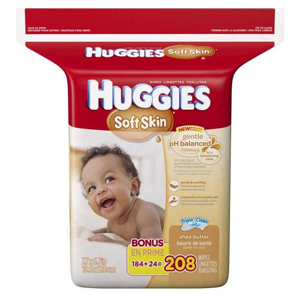 Débarbouillettes pour bébés HUGGIES®Soft Skin®, recharge, grand format