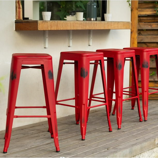 Homycasa 29 Inch Backless Metal Bar Stools（Set of 4） Walmart.ca