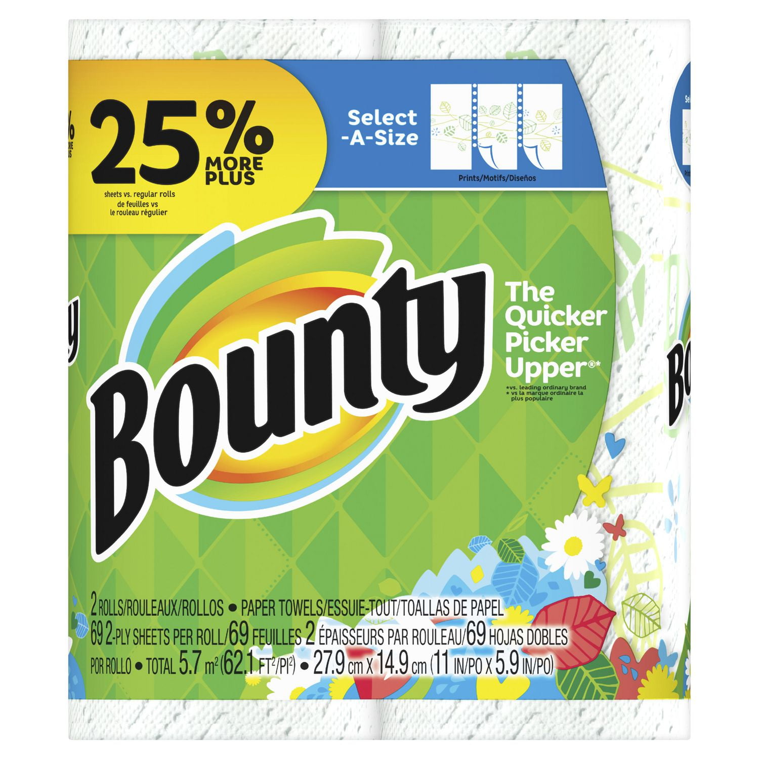 Bounty SelectASize Paper Towels, Print, 2 Large Rolls Walmart Canada