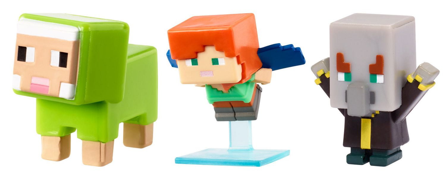 Minecraft Mini Figure 3-Pack - Alex with Elytra, Evoker, Green Sheep ...