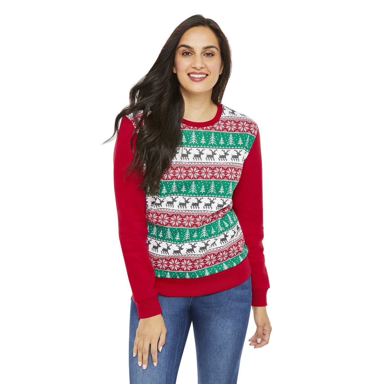 Walmart crew neck sweater on sale women's