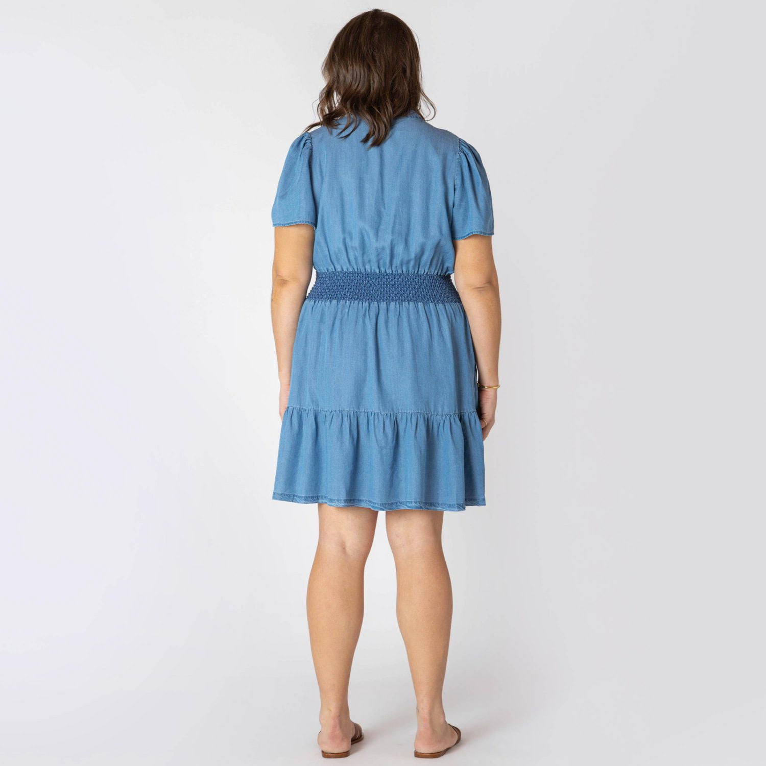 Devoted Women’s Plus size loose fit short sleeve denim mini dress