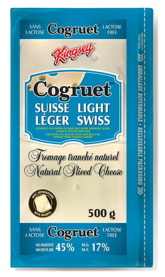 Kingsey Cogruet Light Swiss 17 % M.F. Natural Sliced Cheese | Walmart