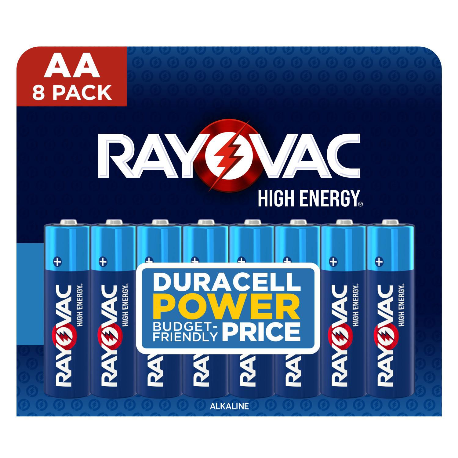 Piles alcalines AA Rayovac haut Energy, emballage de 8