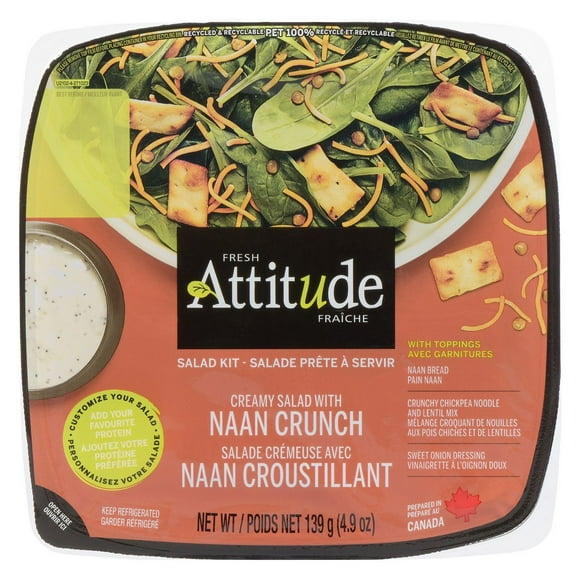 Fresh Attitude Salad Kit Crémeux avec Naan Crunch 139g Chiches Nouilles et lentilles