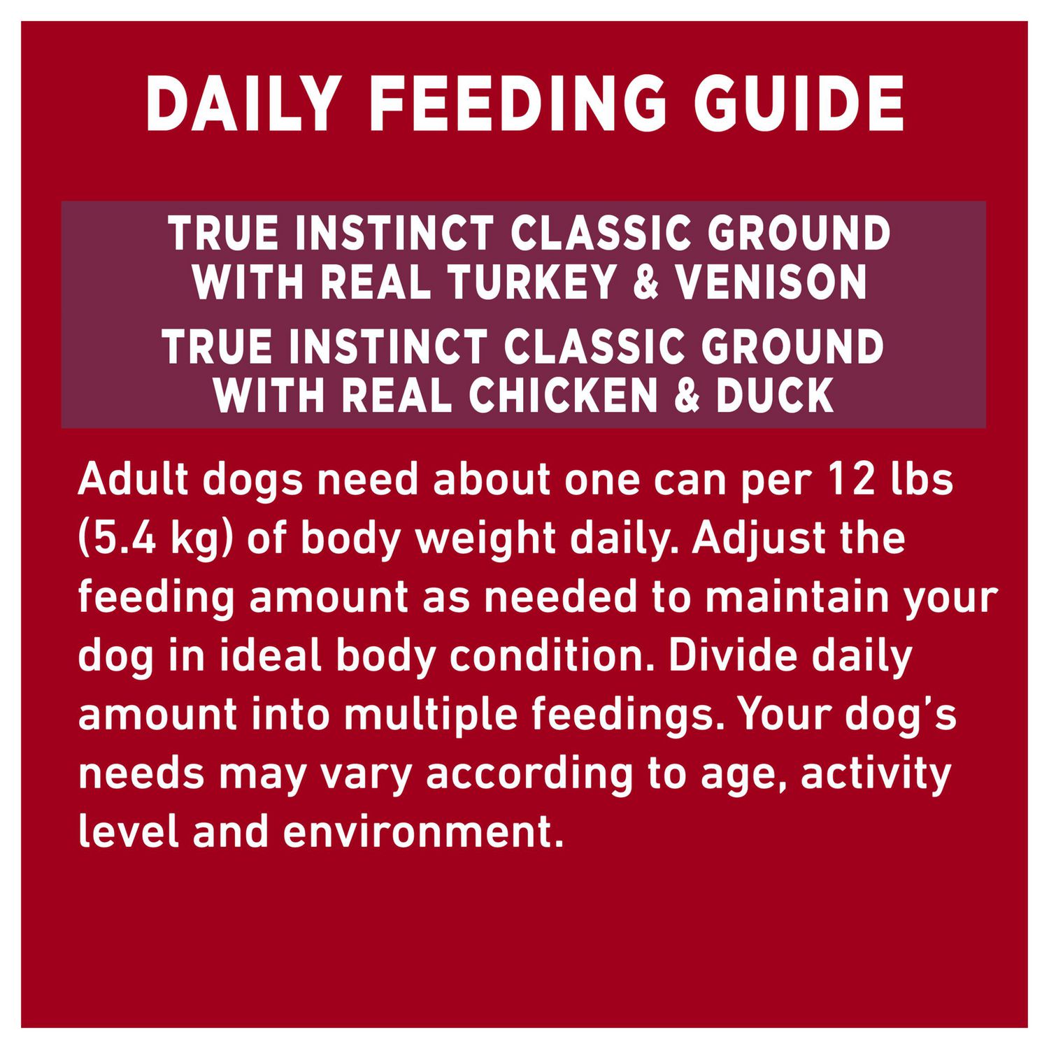 True instinct hotsell feeding guide