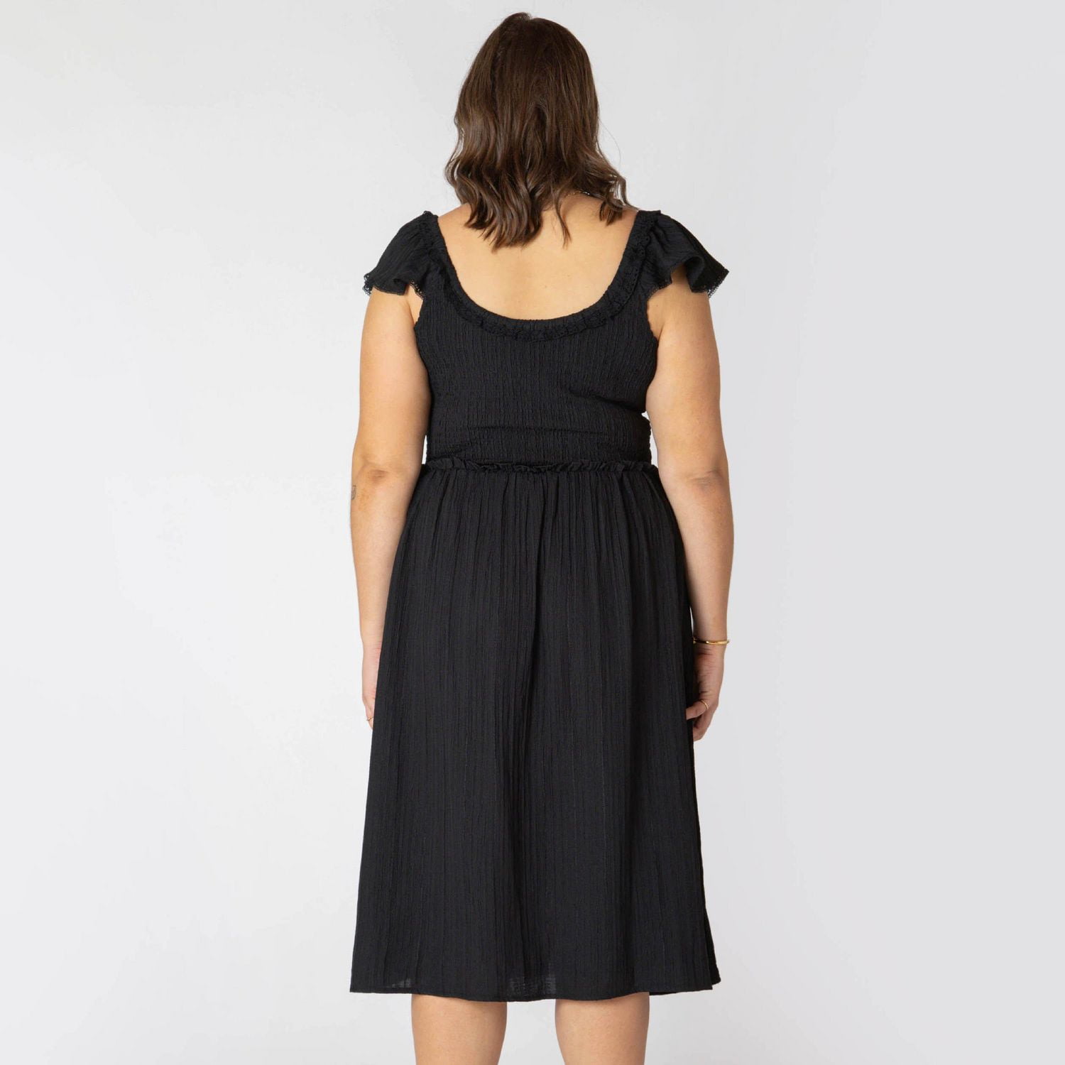 Devoted Taille Plus Femme robe midi sans manches avec volants sur les épaules