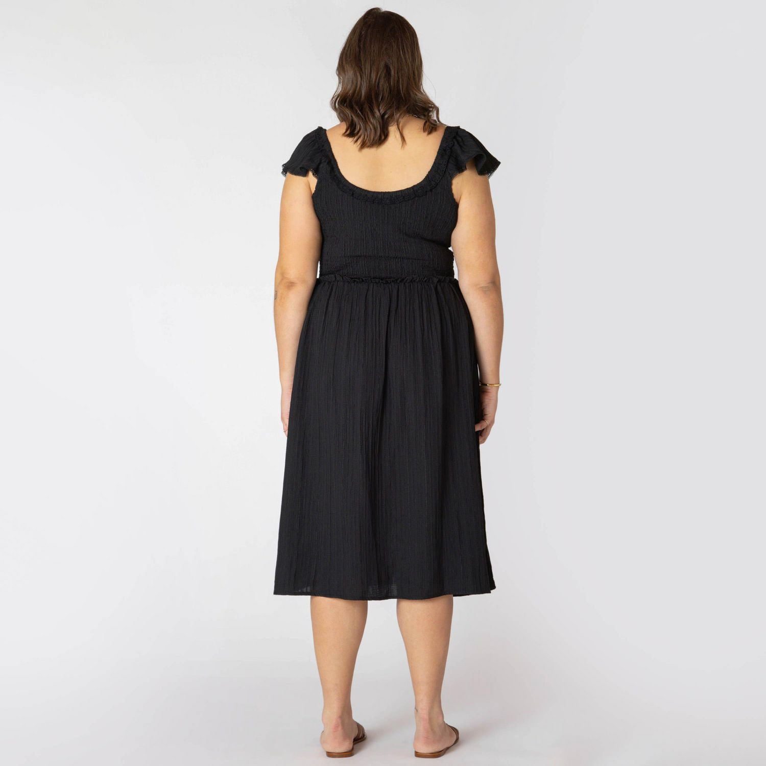 Devoted Taille Plus Femme robe midi sans manches avec volants sur les épaules