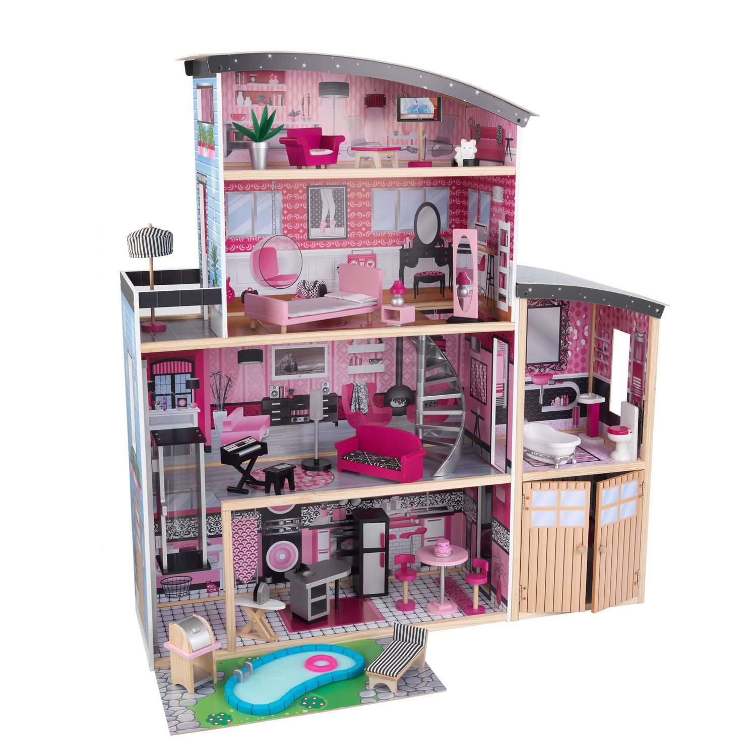 KidKraft Scintillement Mansion Maison de Poupée en Bois Adapté À Barbie Taille 