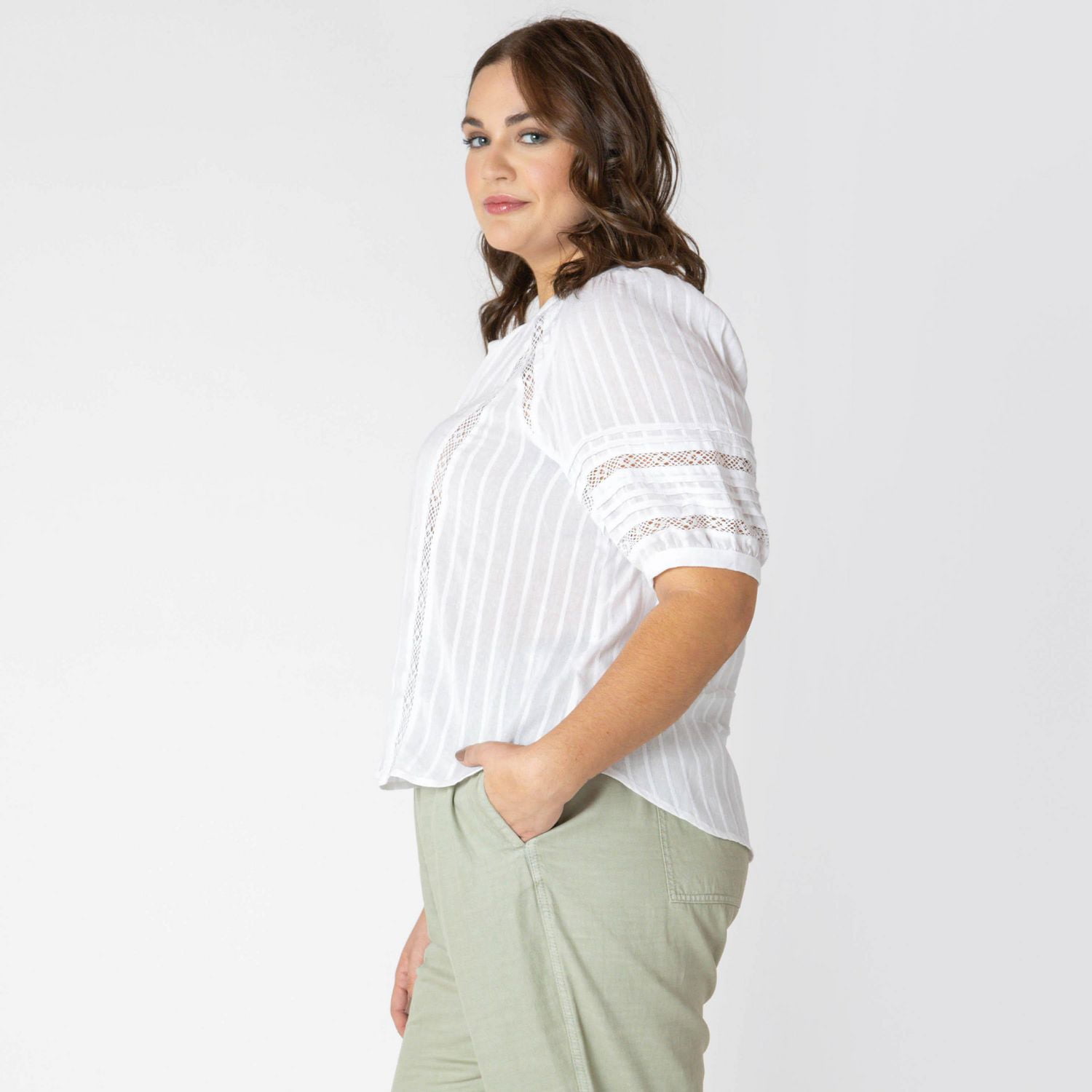 Devoted Women’s Plus size short sleeve button up blouse